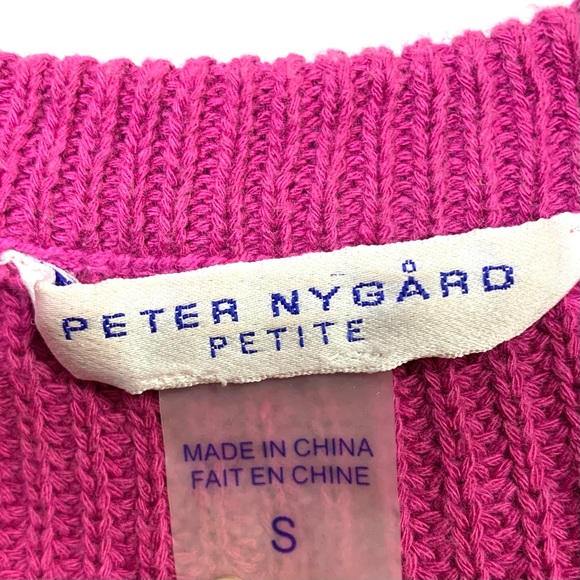 Peter Nygard Hot Pink Jewel Coated Cable Knit Sweater Size Small - Picture 7 of 9